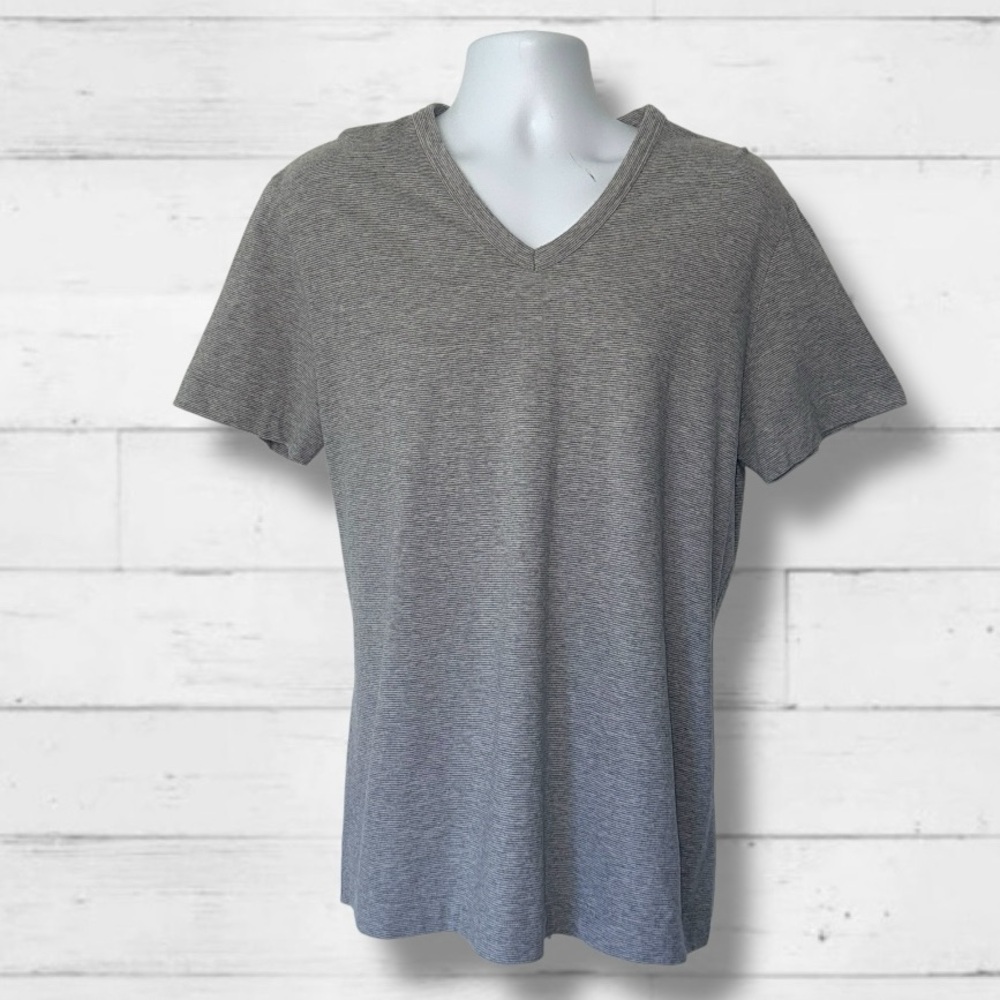 Theory Men’s V-Neck T-Shirt Gray XL – 100% Cotton, Made in Peru